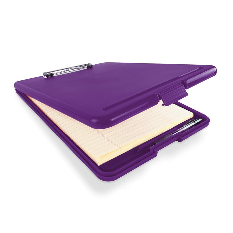 Super Z Outlet Clipboard with Storage Slim Folding for Nursing, Teachers, Coaches & Office, Plastic Heavy Duty with Pen Holder (9.5â€ x 13.5â€) (Purple) - Image 1